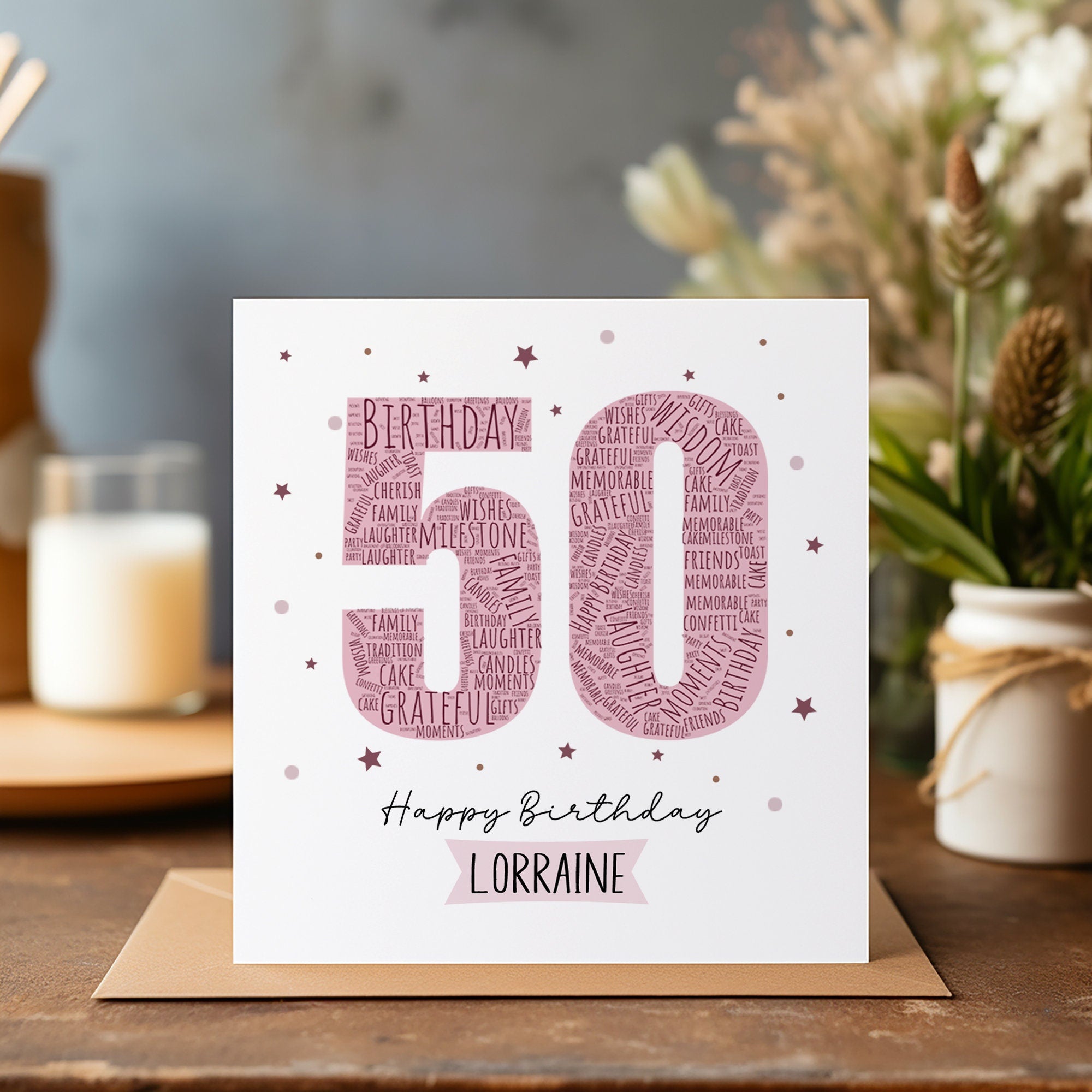 Birthday Age Card - 50th Happy Birthday - 60th Birthday Card - 70th Card