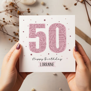 Birthday Age Card - 50th Happy Birthday - 60th Birthday Card - 70th Card