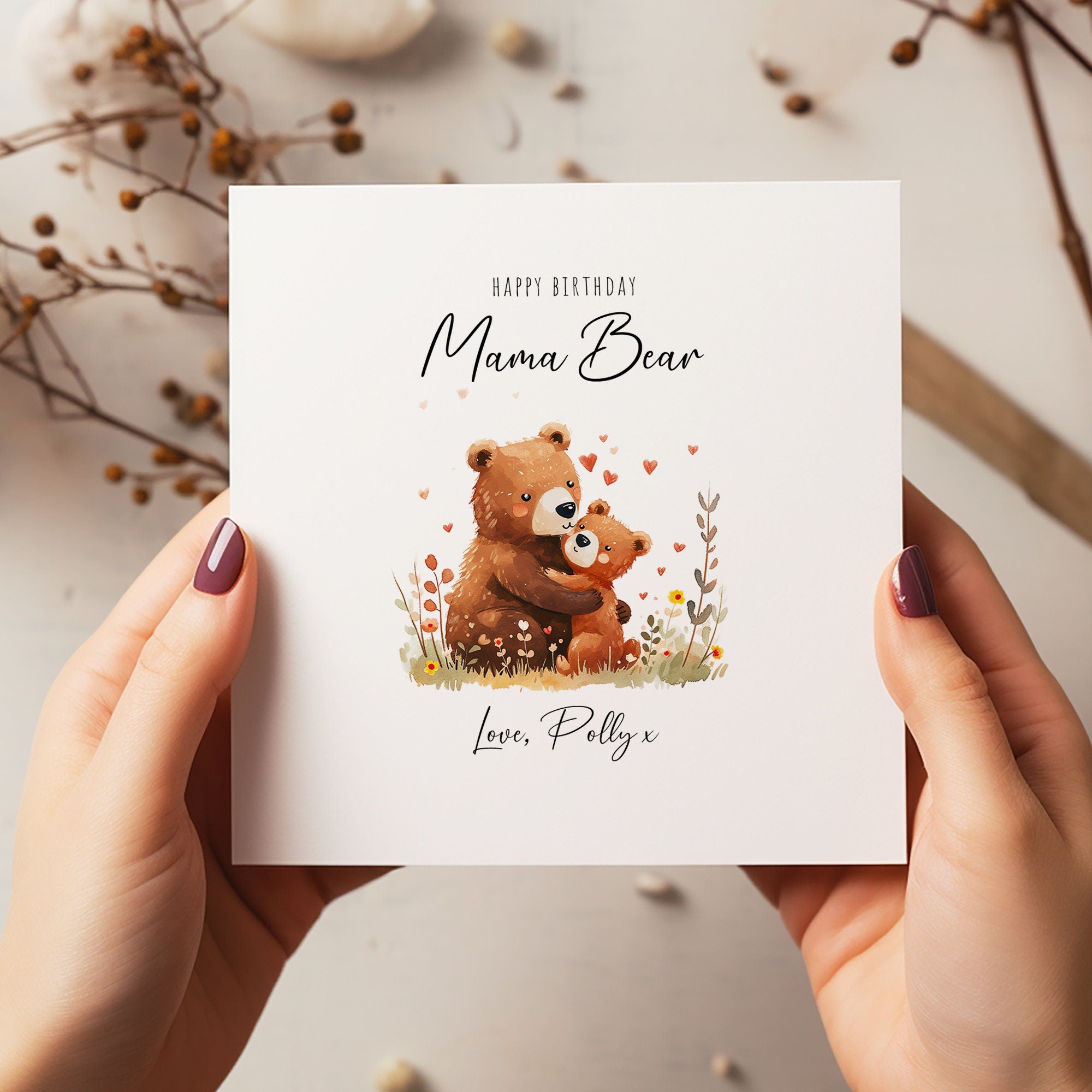 Personalised Mum Birthday Card, Mama Bear, Mummy Birthday - C116