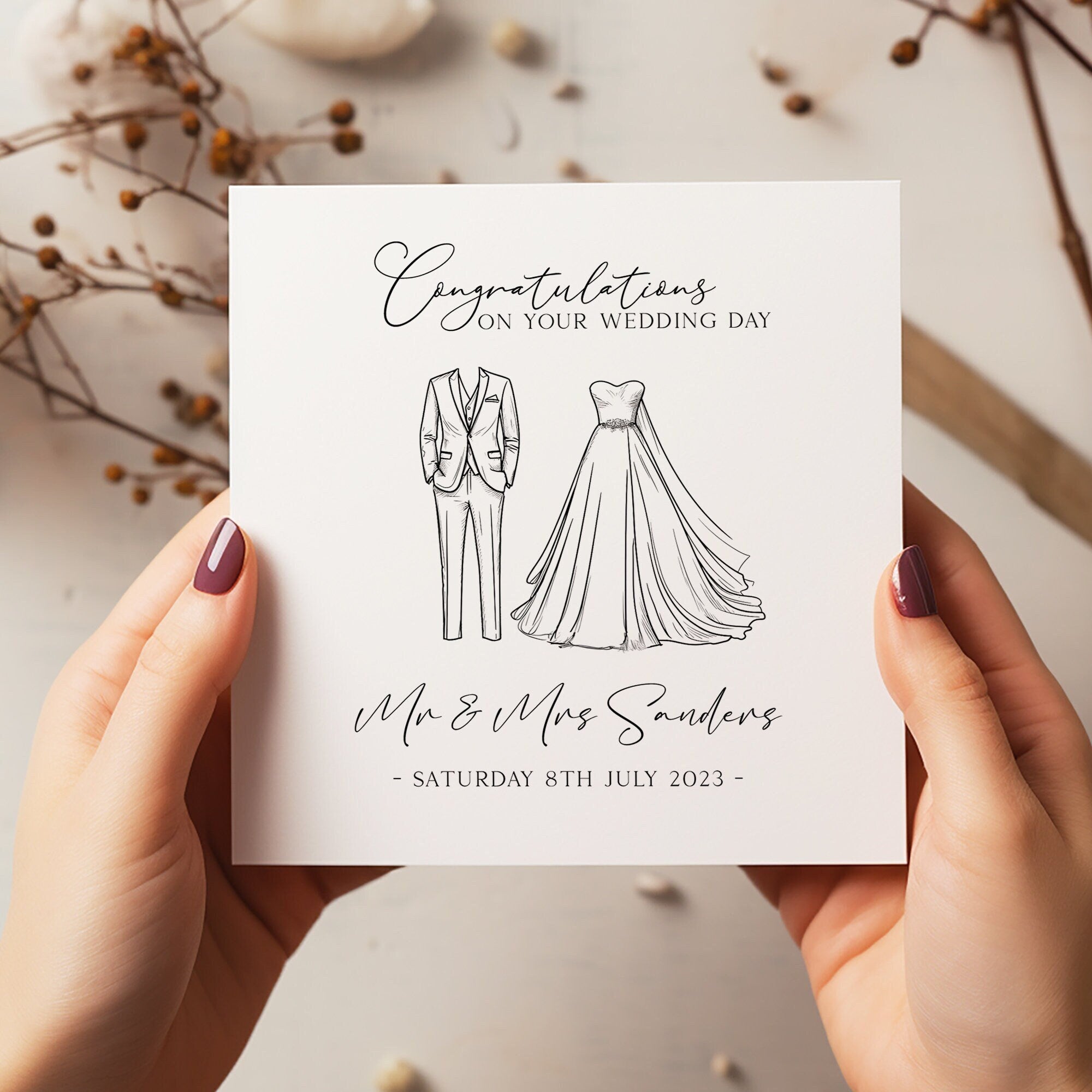 Personalised Wedding Card - Wedding Day Card - Wedding Card - Mr & Mrs Card - Newlyweds Bride and Groom - Newlyweds