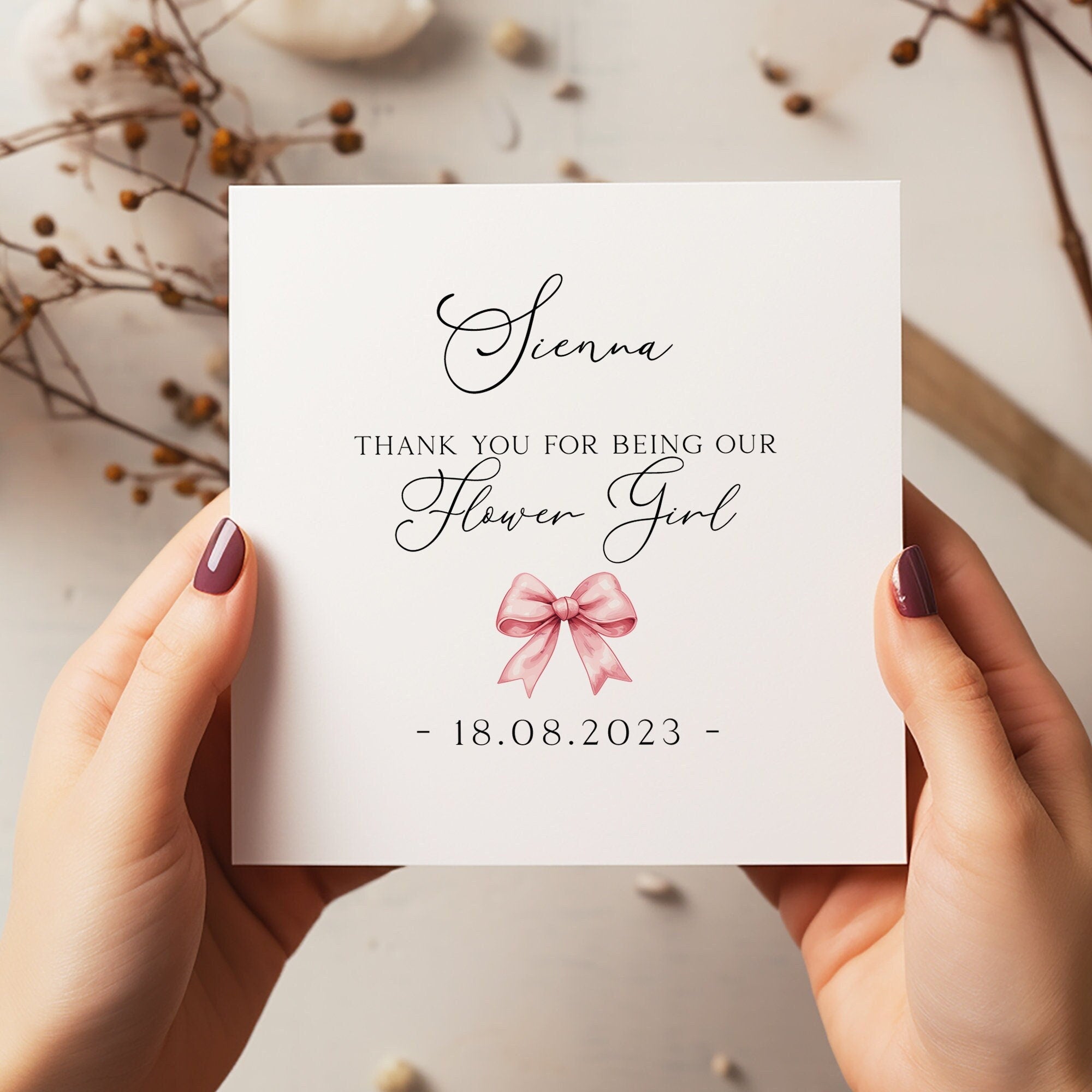 Thank You Flower Girl Card - Flower Girl Card - Wedding Cards - Bridesmaid Card - C143