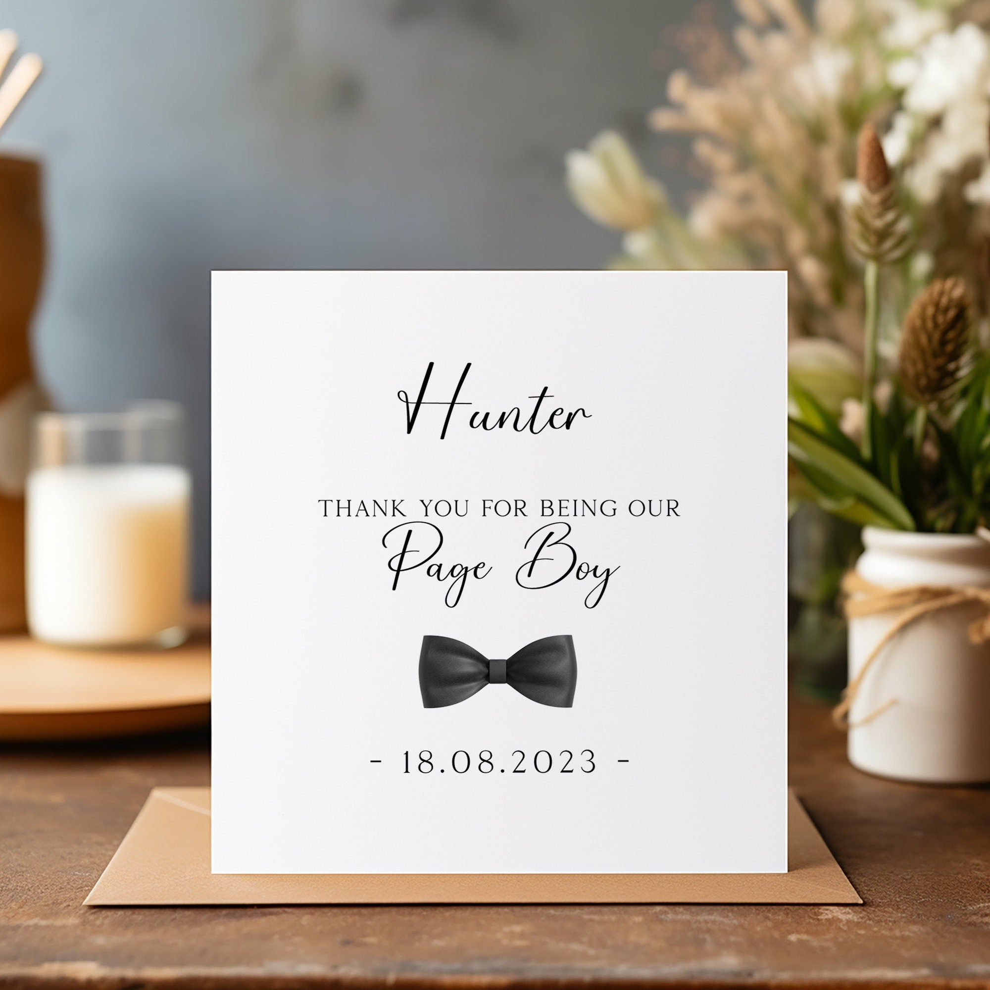 Thank You Page Boy Card - Page Boy Card - Wedding Cards - Bridesmaid Card - C137