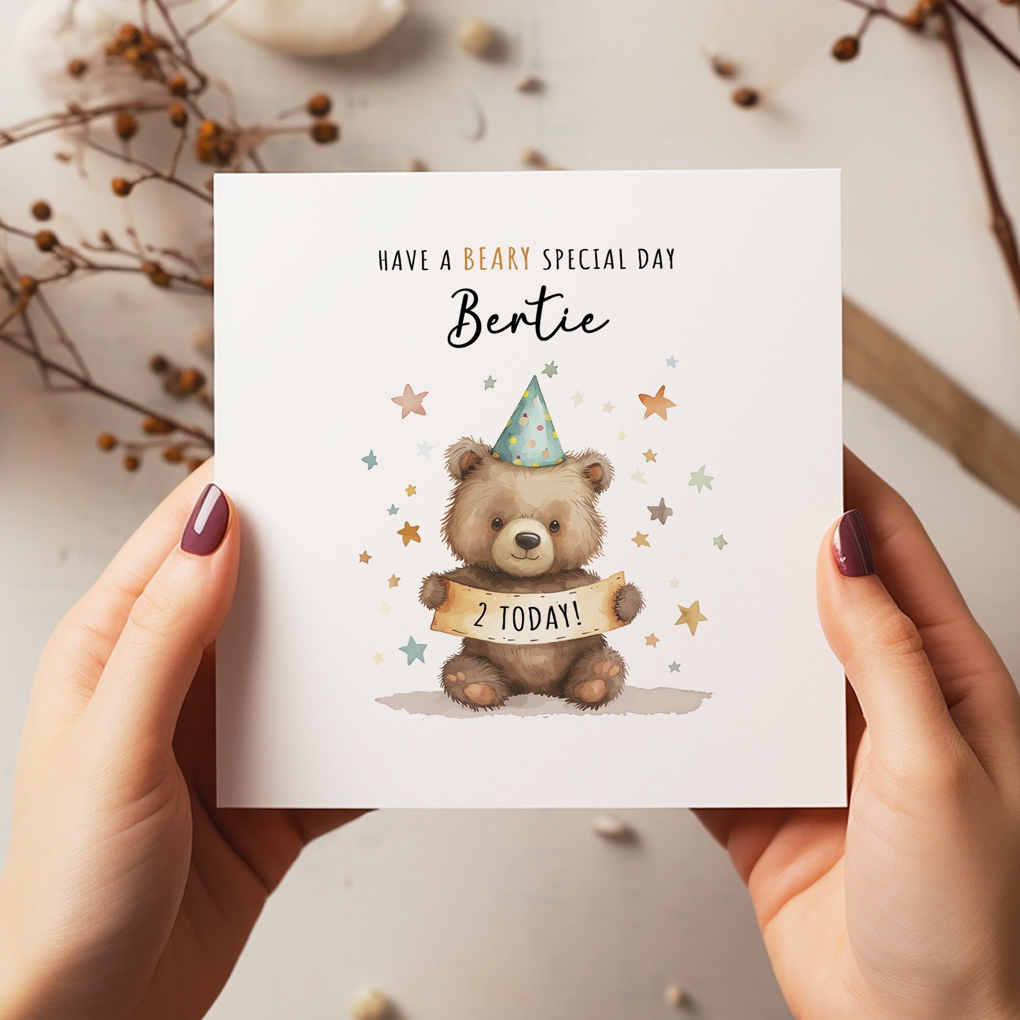 Personalised Bear Birthday Card - Happy Birthday - Birthday - Kids Birthday Card