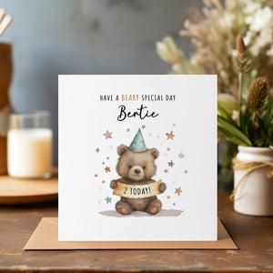 Personalised Bear Birthday Card - Happy Birthday - Birthday - Kids Birthday Card