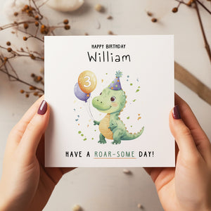 Personalised Dinosaur Birthday Card - Happy Birthday - Birthday Card - Kids Birthday Card