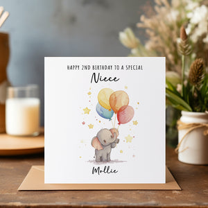 Personalised Elephant Birthday Card - Happy Birthday - Birthday - Kids Birthday Card