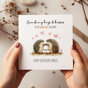 Personalised Hedgehog Card - Happy Birthday - Birthday Card