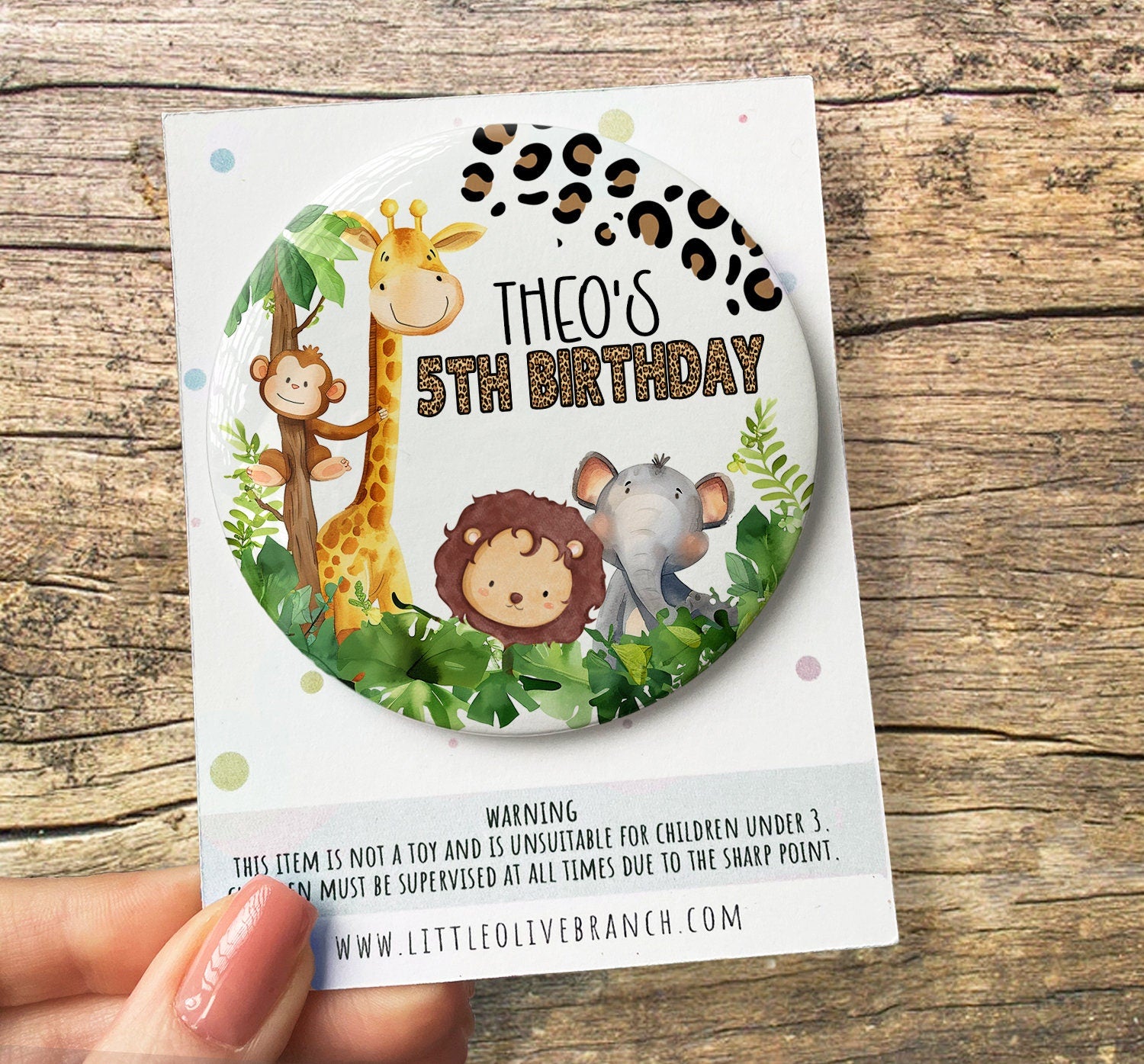 Safari Birthday Badge - Kids Birthday - Child Birthday Badge - Animal Birthday