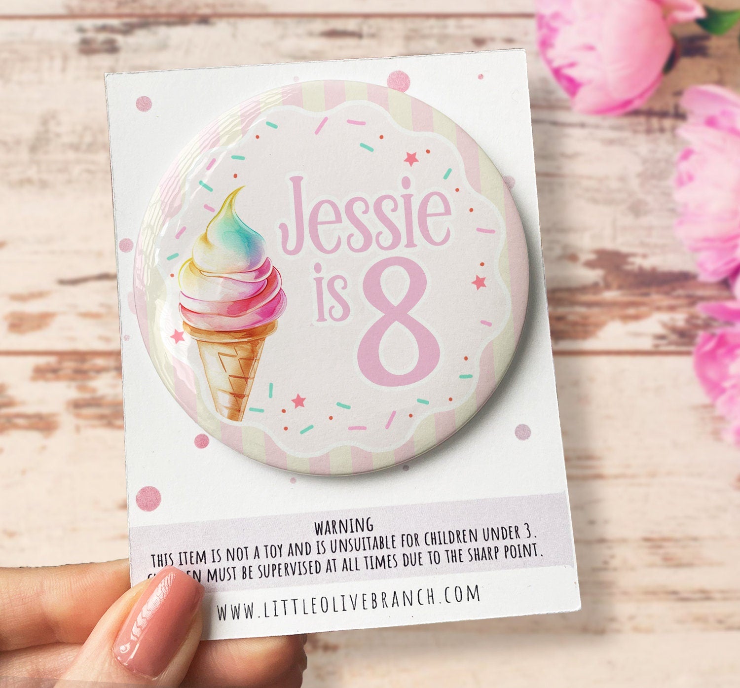 Birthday Ice Cream Badge - Birthday Girl - Birthday Badge