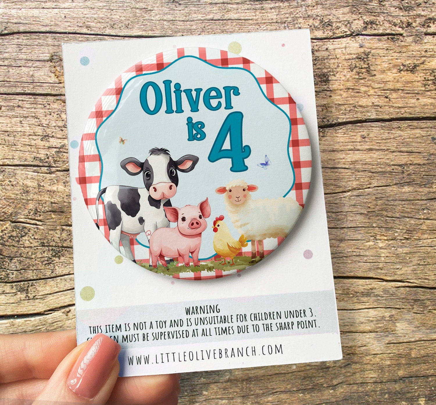 Red Farm Birthday Badge - Birthday Badge - Farm Party