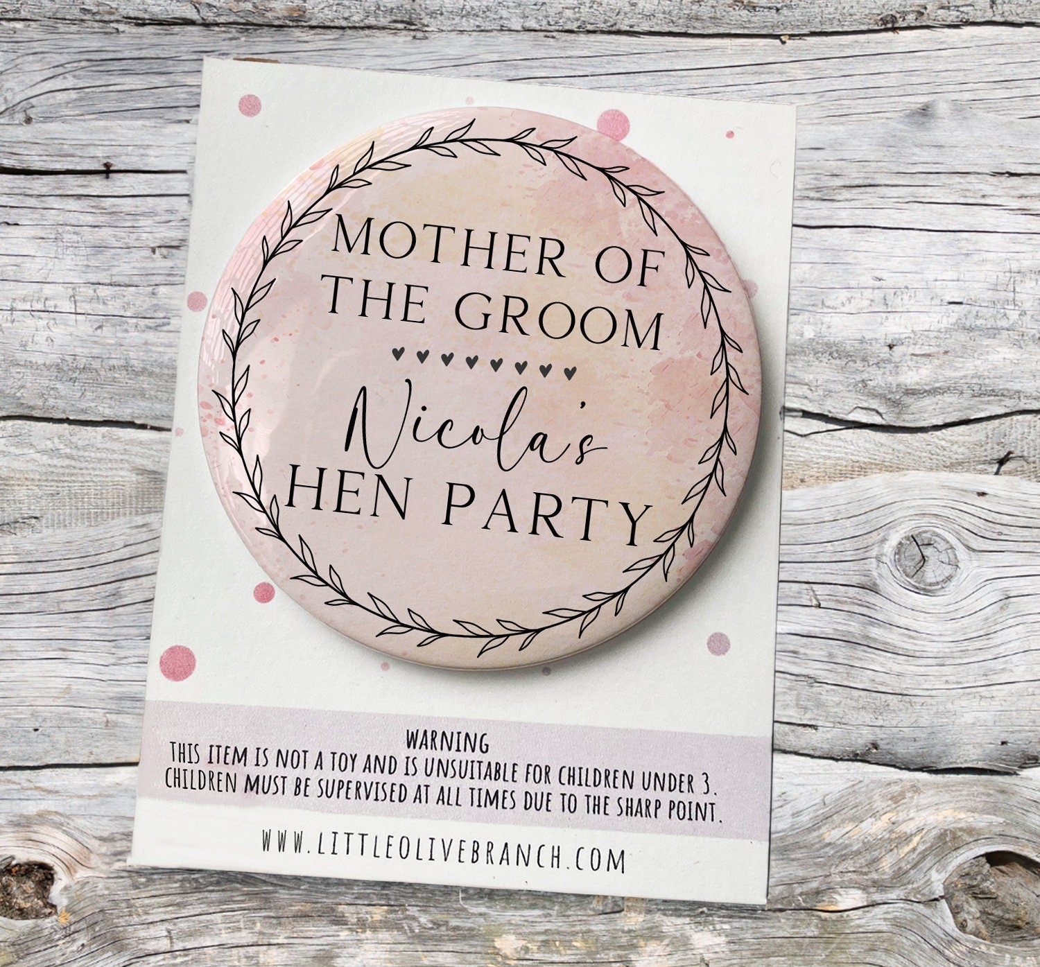 Personalised Hen Party Badge - Wedding Role Badge - Hen Party Favours - Hen Party Gift