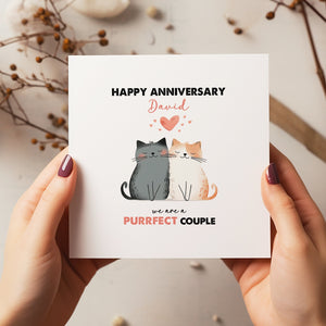 Personalised Anniversary Cat Card - Husband Anniversary Gift - Boyfriend - Wife Anniversary