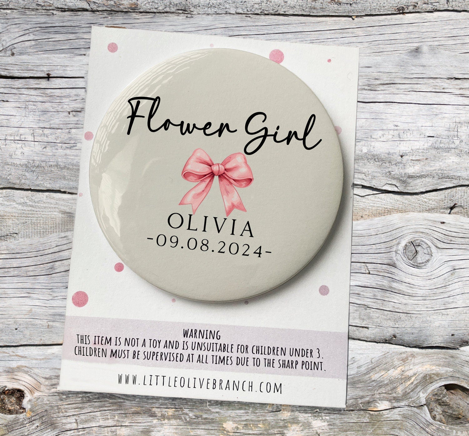 Personalised Flower Girl Badge - Wedding Badge - Flower Girl Gift