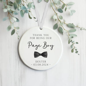 Personalised Page Boy Decoration - Wedding Keepsake Plaque - Ceramic Ornament