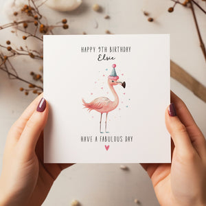 Personalised Flamingo Birthday Card - Happy Birthday - Birthday Card