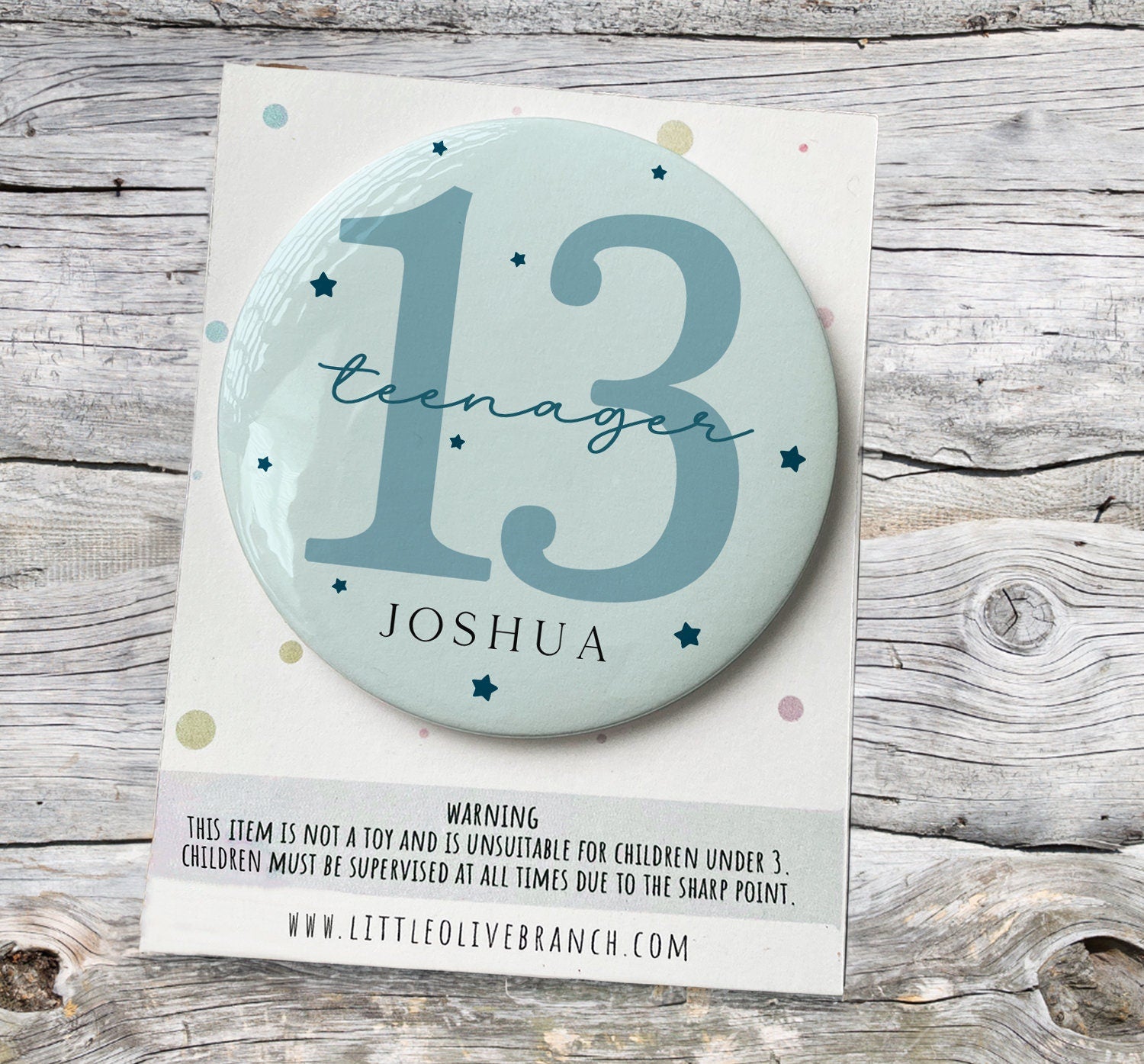 13th Birthday Badge - Kids Birthday - Child Birthday Badge