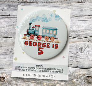 Train Birthday Badge - Kids Birthday - Child Birthday Badge - Train Birthday