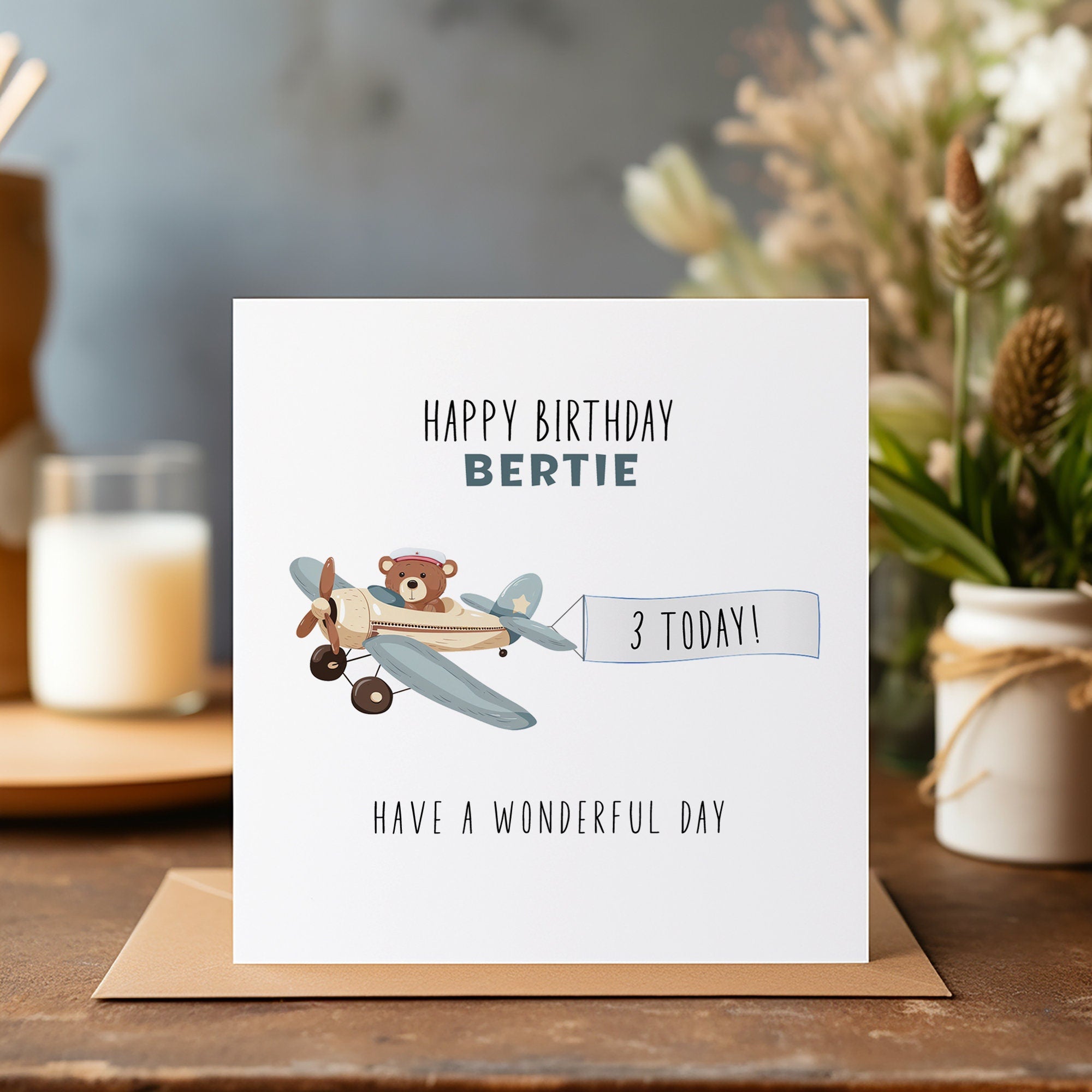 Personalised Plane Birthday Card - Happy Birthday - Birthday Card - Kids Birthday Card