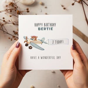 Personalised Plane Birthday Card - Happy Birthday - Birthday Card - Kids Birthday Card