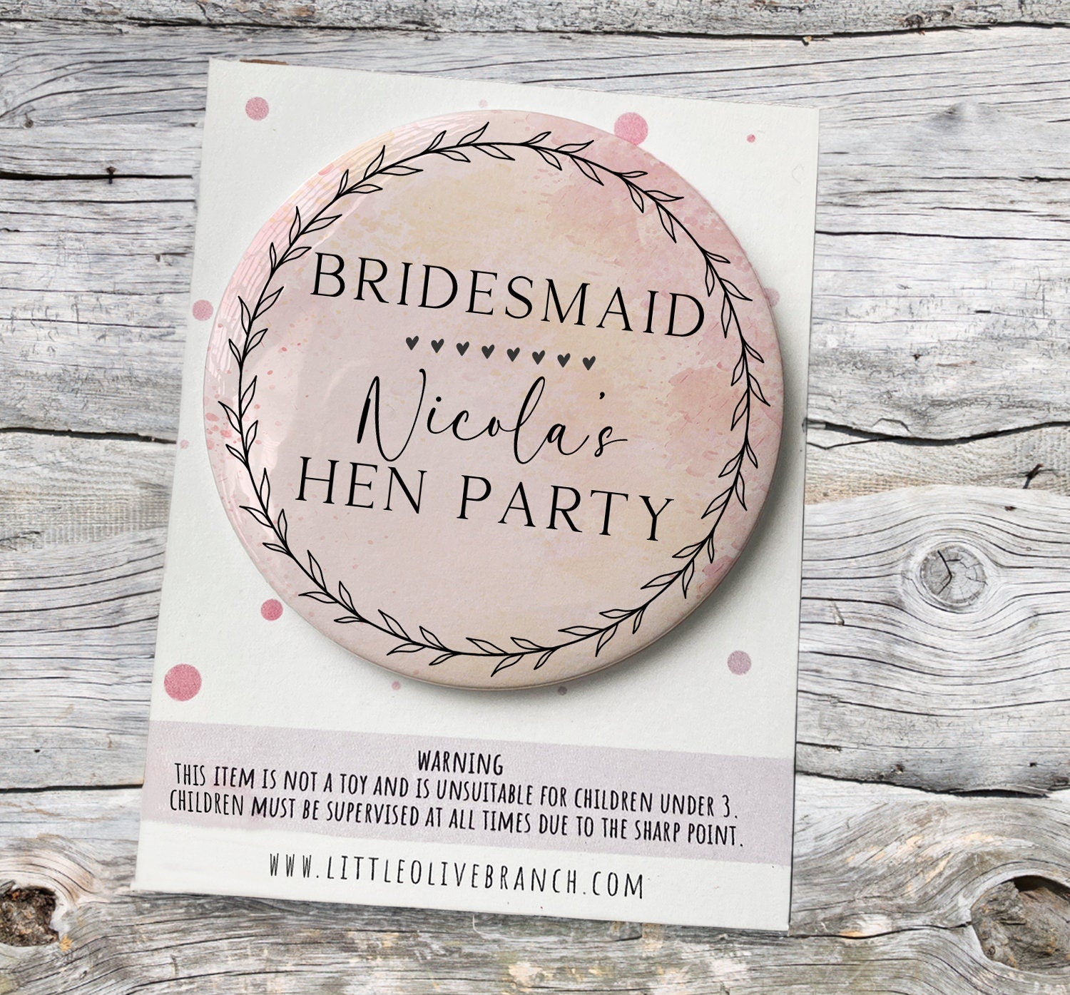 Personalised Hen Party Badge - Wedding Role Badge - Hen Party Favours - Hen Party Gift