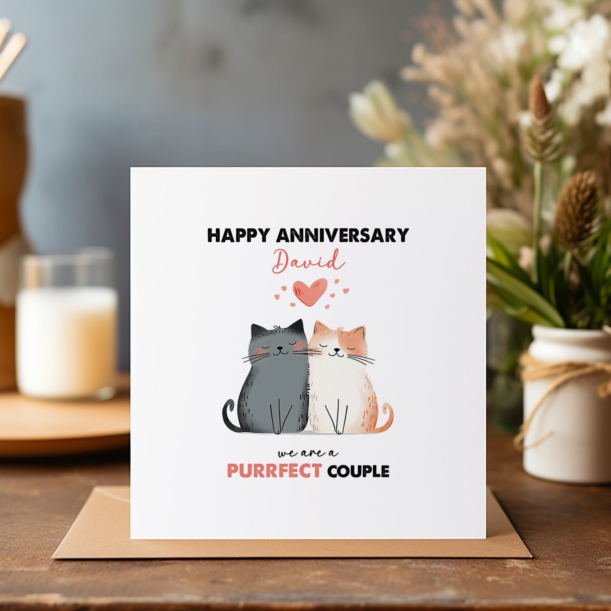 Personalised Anniversary Cat Card - Husband Anniversary Gift - Boyfriend - Wife Anniversary