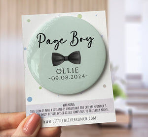 Personalised Page Boy Badge - Wedding Badge - Page Boy Gift