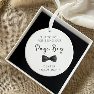 Personalised Page Boy Decoration - Wedding Keepsake Plaque - Ceramic Ornament