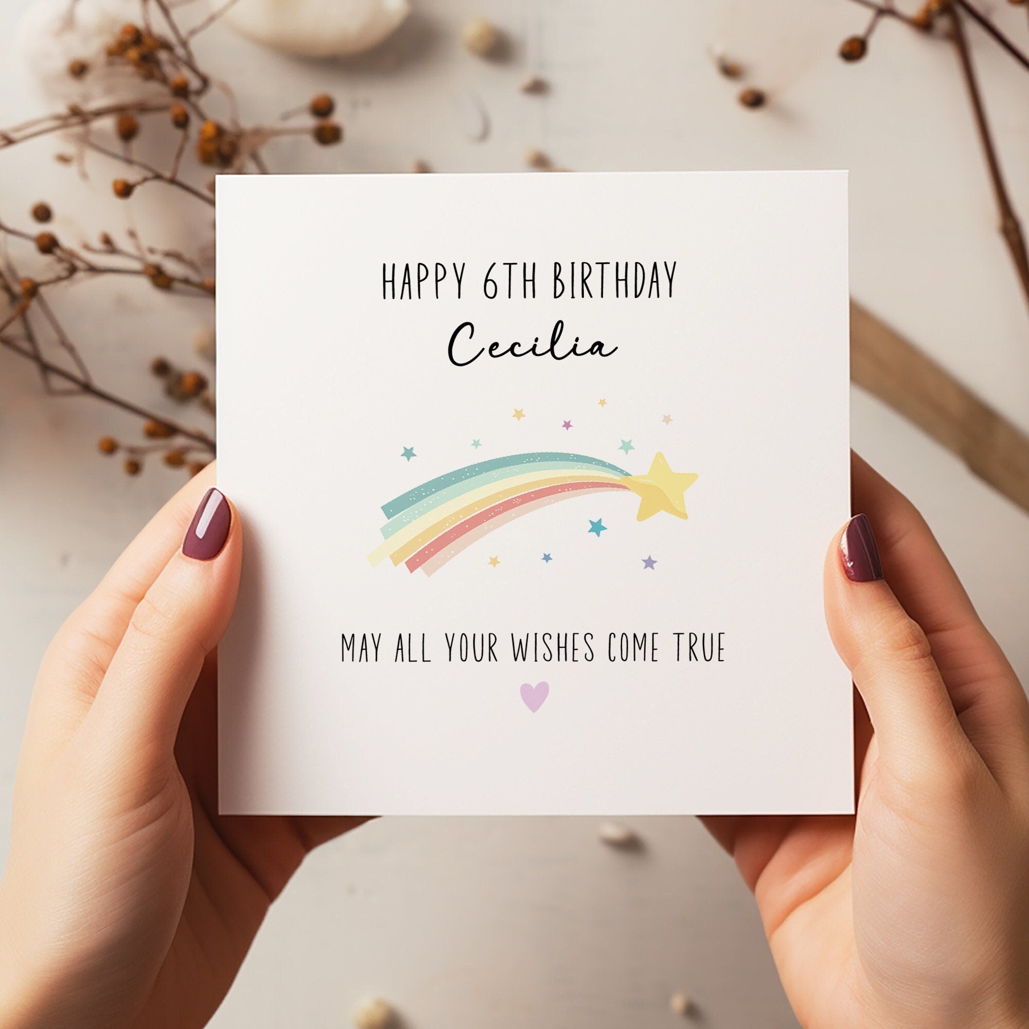 Personalised Shooting Star Birthday Card - Happy Birthday - Birthday Card- Rainbow Card