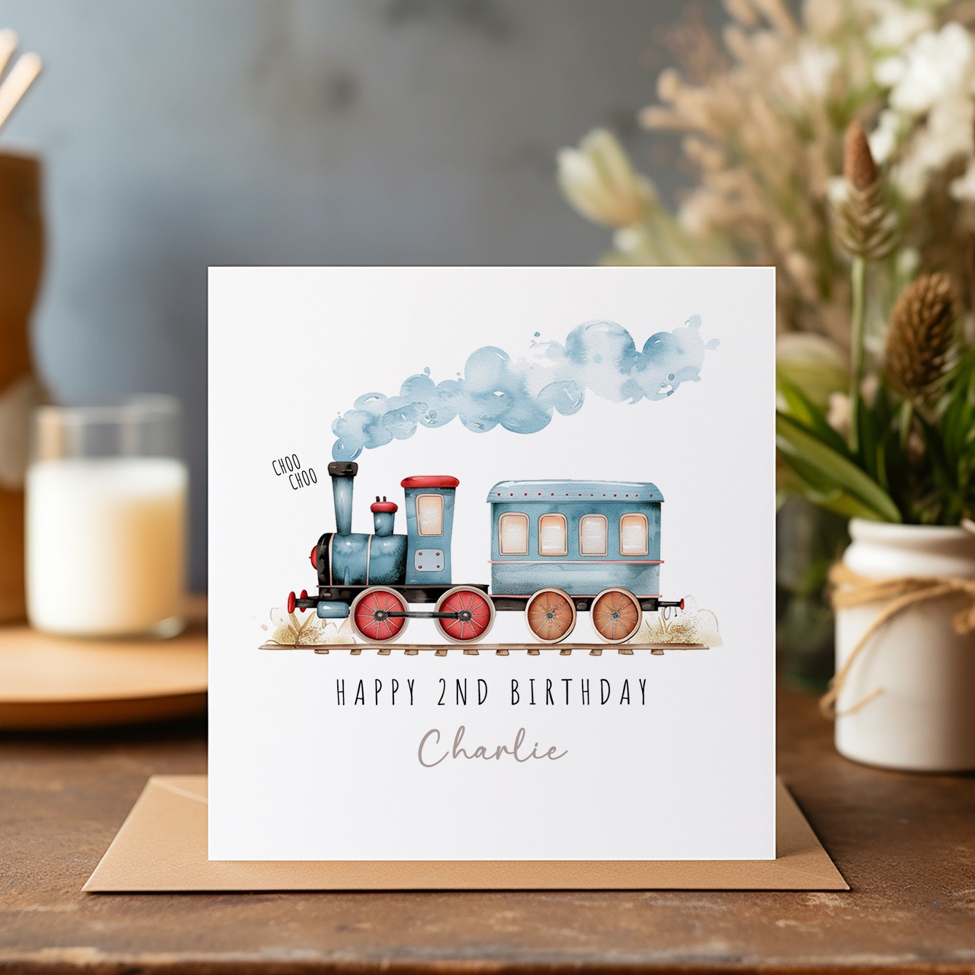 Personalised Train Birthday Card - Happy Birthday - Birthday Card - Kids Birthday Card