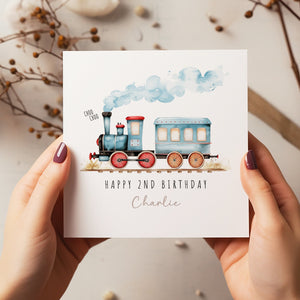 Personalised Train Birthday Card - Happy Birthday - Birthday Card - Kids Birthday Card