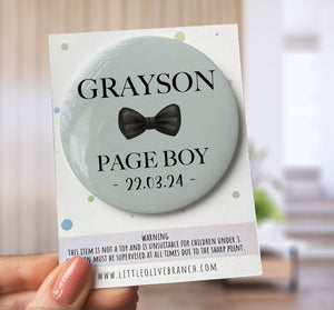 Personalised Page Boy Badge - Wedding Badge - Page Boy Gift