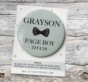 Personalised Page Boy Badge - Wedding Badge - Page Boy Gift