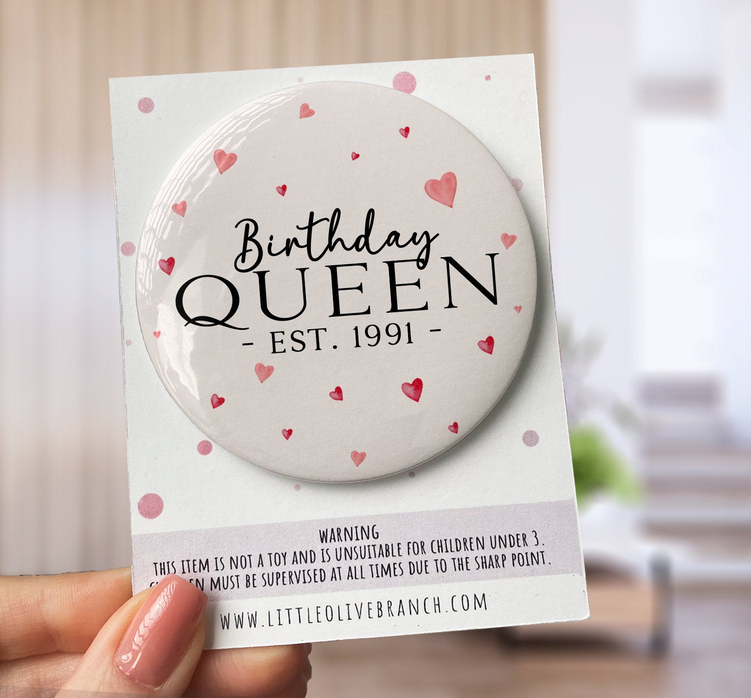 Personalised Birthday Queen Badge - Birthday Girl - Birthday Badge - Birthday Princess - B1133