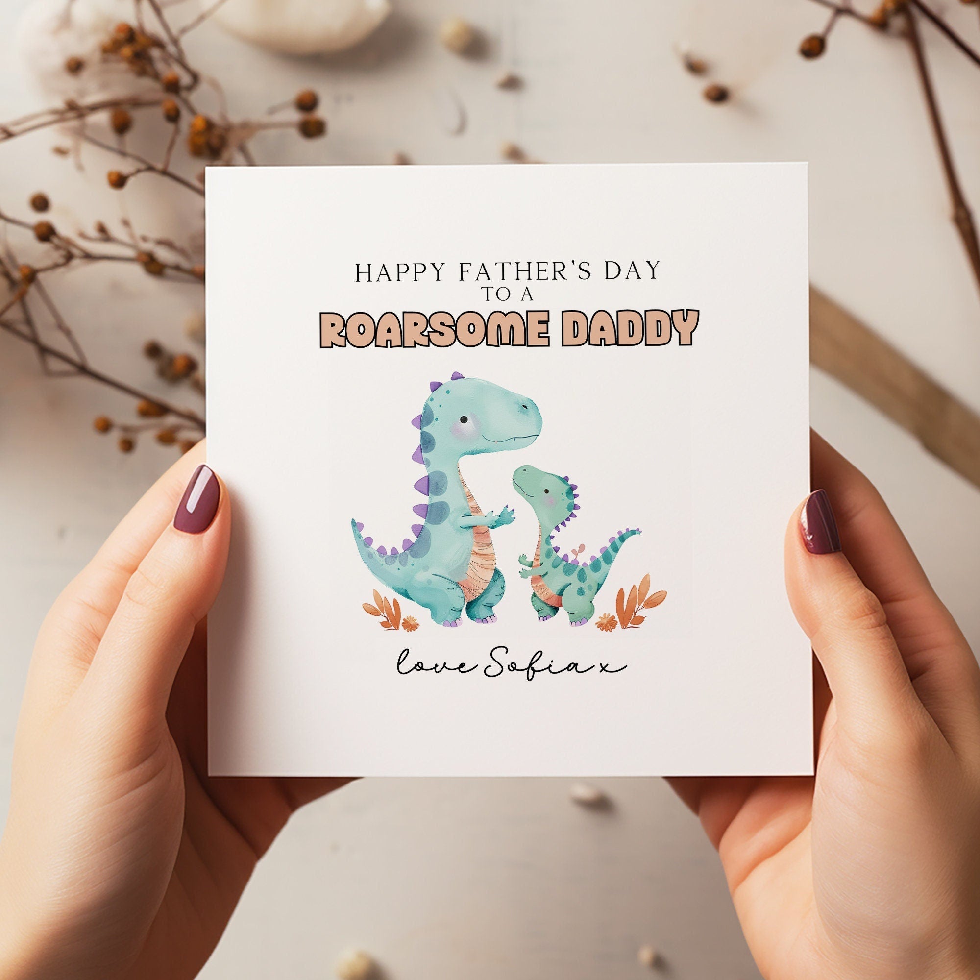 Happy Father's Day Dinosaur Card - Daddy Card - Watercolour Father's Day Card - Dad Greeting Card - First Time Dad - Daddysaurus - C1181