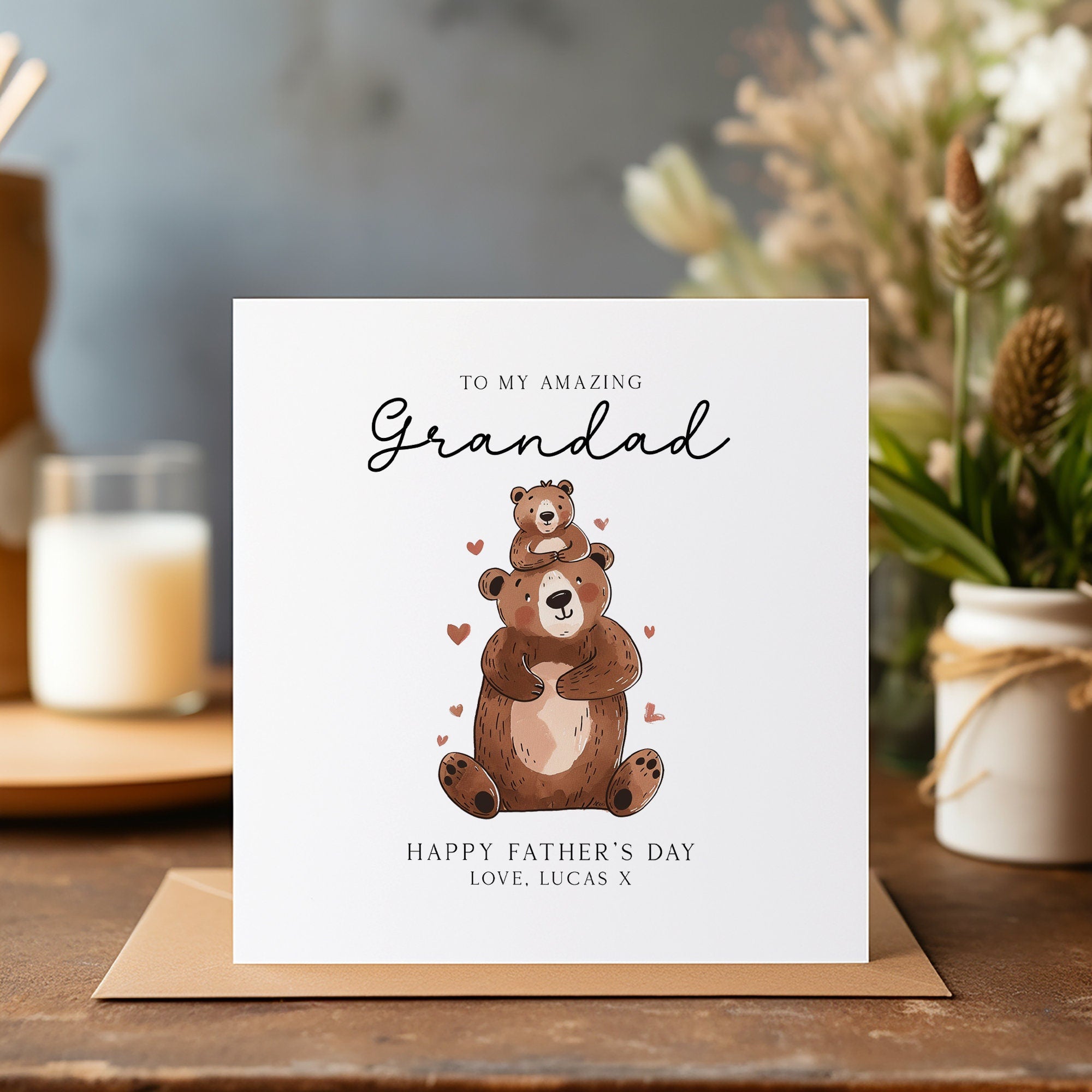 Happy Father's Day Card - Grandad Bear Card - Father's Day Card - Grandad Superhero - Grandad Birthday - C1194