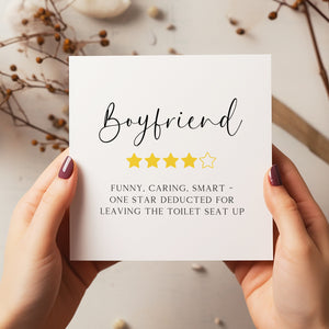 Boyfriend 4 Star Birthday Card - Boyfriend Rating - Birthday Card For Him - Star Rating - C1204