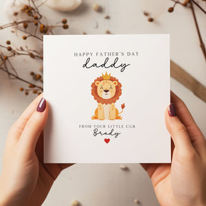 Happy Father's Day Card - Daddy Lion Card - Father's Day Card - Dad Greeting Card - First Time Dad - C1212