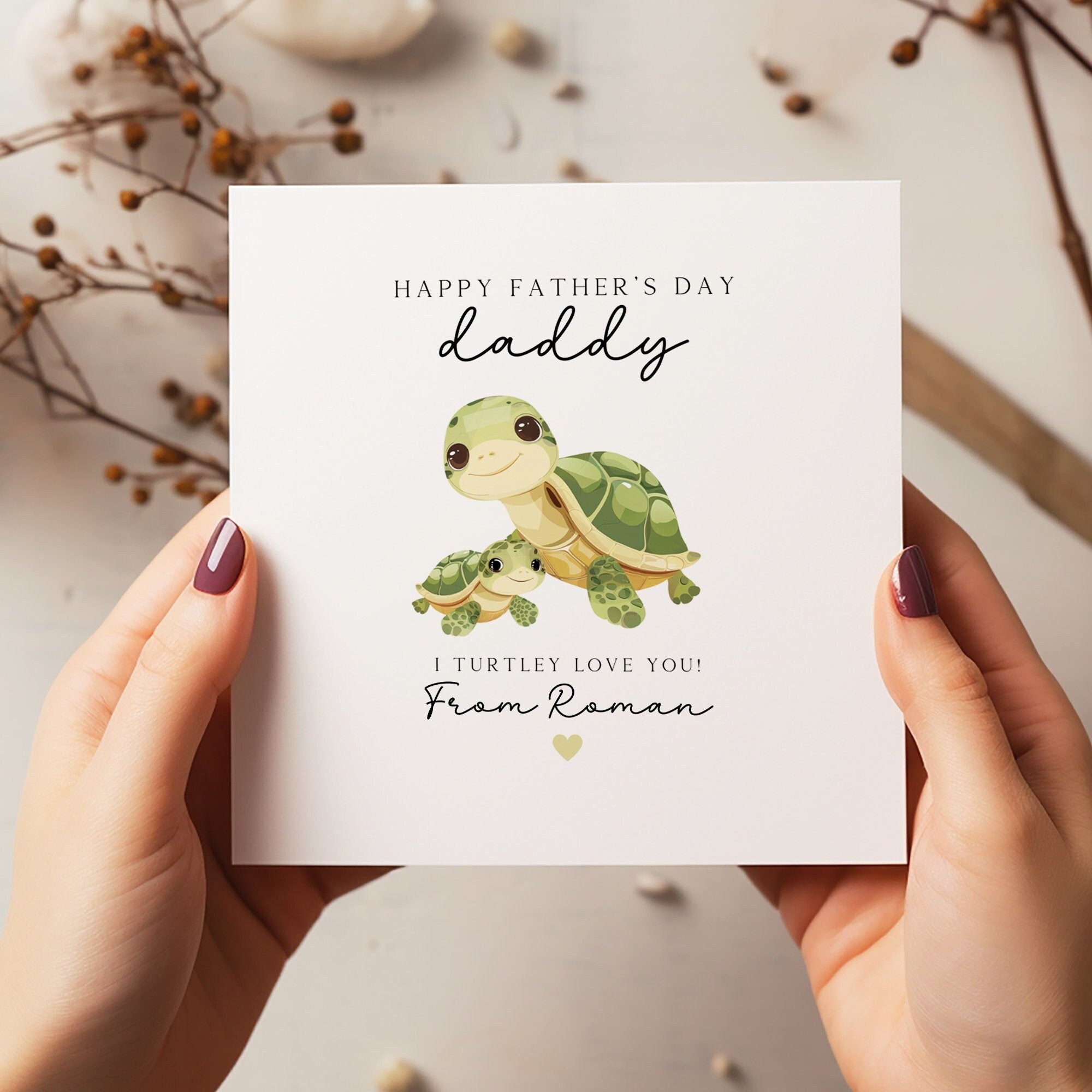 Happy Father's Day Card - Daddy Turtle Card - Father's Day Card - Turtley Love You Card - First Time Dad - C1213