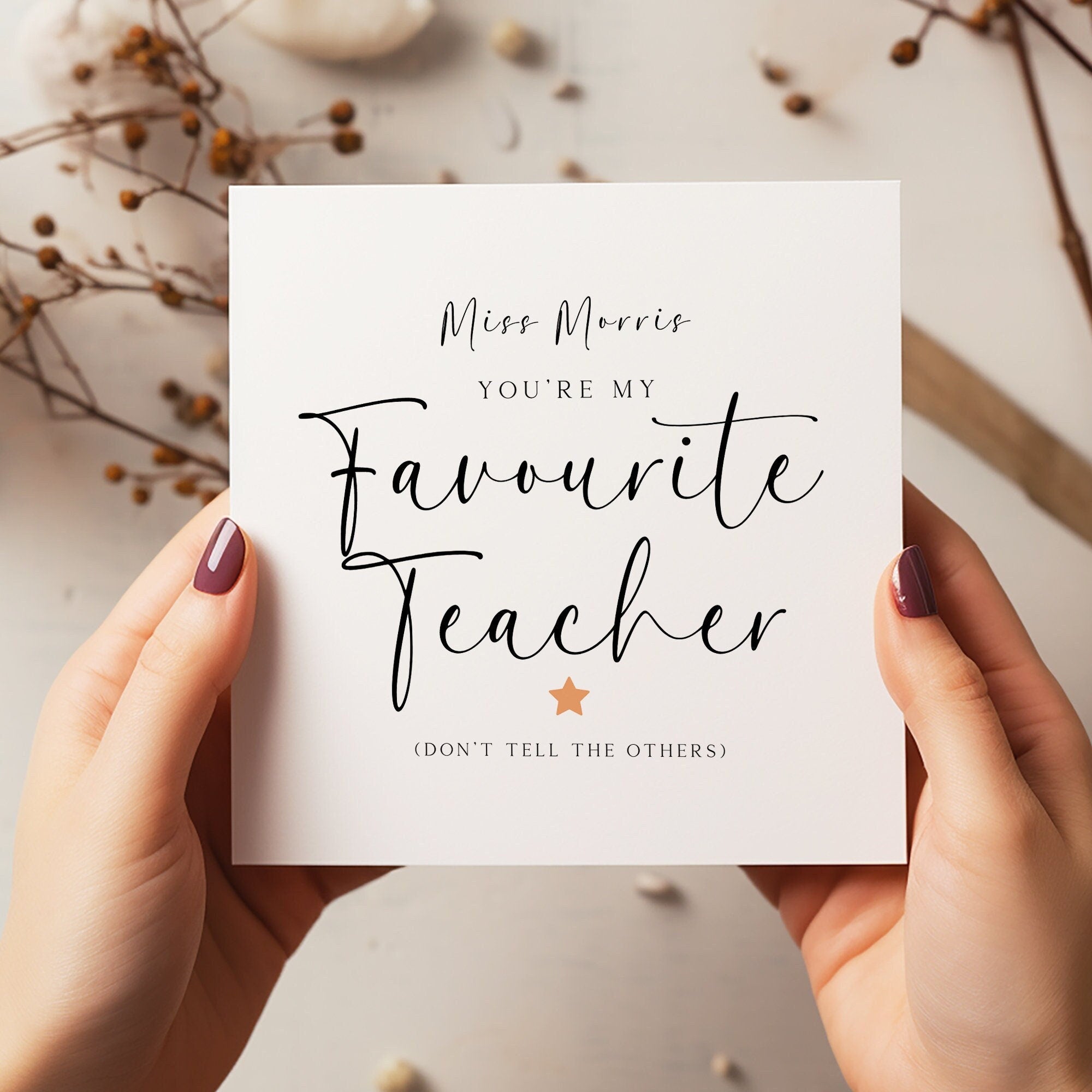 Personalised Thank You Favourite Teacher Card - Teacher Gift - End Of Term Card - Best Teacher C1224