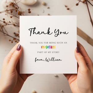 Personalised Thank You Rainbow Teacher Card - Teacher Gift - End Of Term Card - C1231