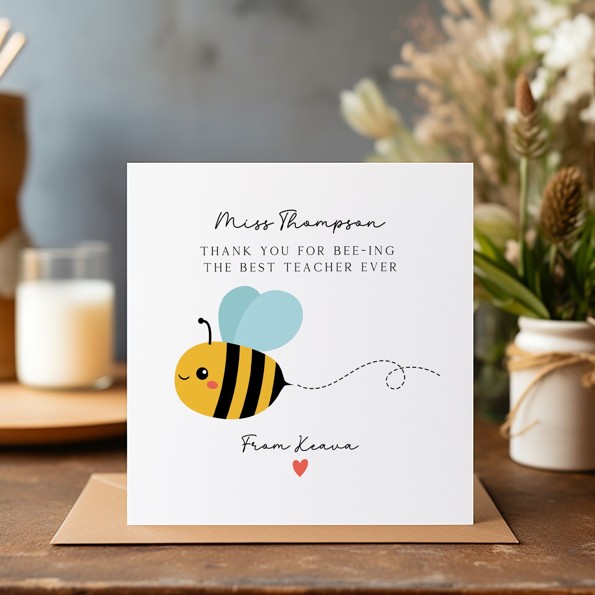 Thank You To My Teacher Personalised Card - Teacher Gift - End Of Term Card - Bee Card - C1232