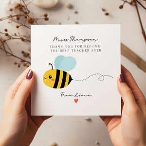 Thank You To My Teacher Personalised Card - Teacher Gift - End Of Term Card - Bee Card - C1232