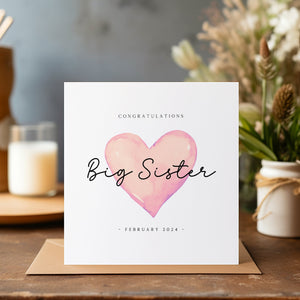 Big Sister Card - Personalised Big Sister Card - Little Sister Card - New baby Sibling card - Sister Card - C1271