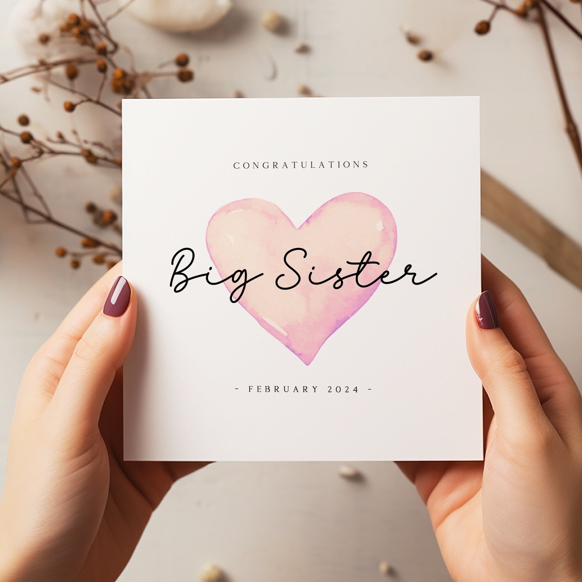 Big Sister Card - Personalised Big Sister Card - Little Sister Card - New baby Sibling card - Sister Card - C1271