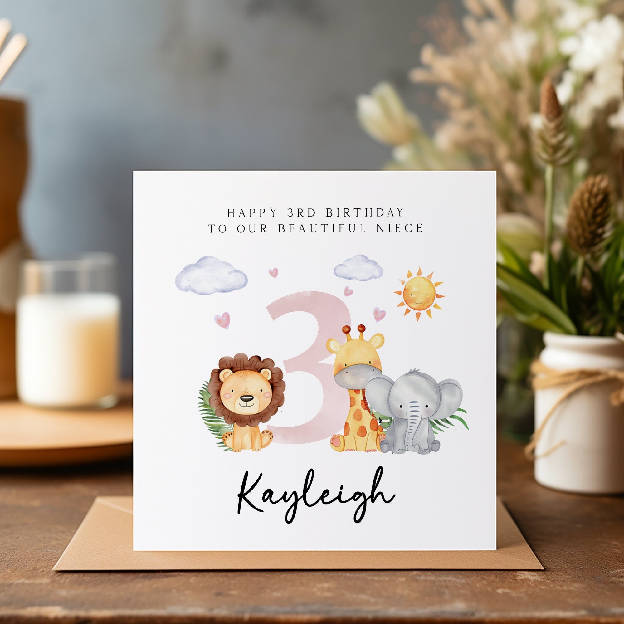 Birthday Animal Personalised Card - Happy Birthday - Birthday Card - Kids Birthday Card - Safari Birthday Card - C1280