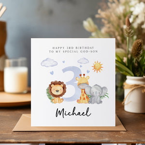 Birthday Animal Personalised Card - Happy Birthday - Birthday Card - Kids Birthday Card - Safari Birthday Card - C1281