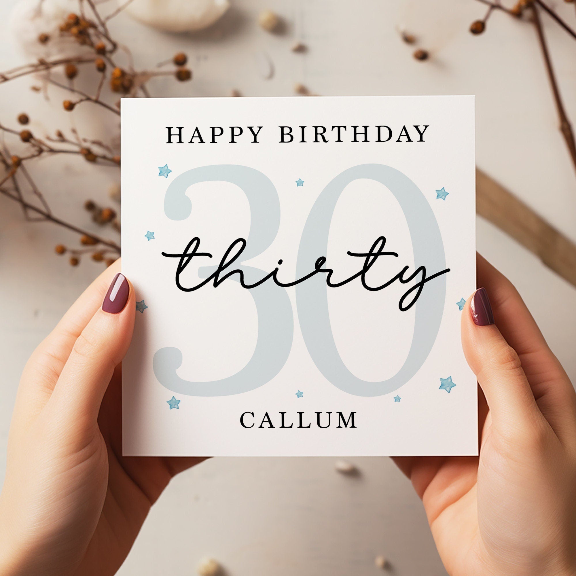 Birthday Age Card - 30th Happy Birthday - Personalised Thirtieth - Birthday Card For Him - 1098