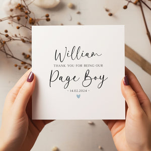 Thank You Page Boy Card - Page Boy Card - Wedding Cards - Bridesmaid Card - 1106