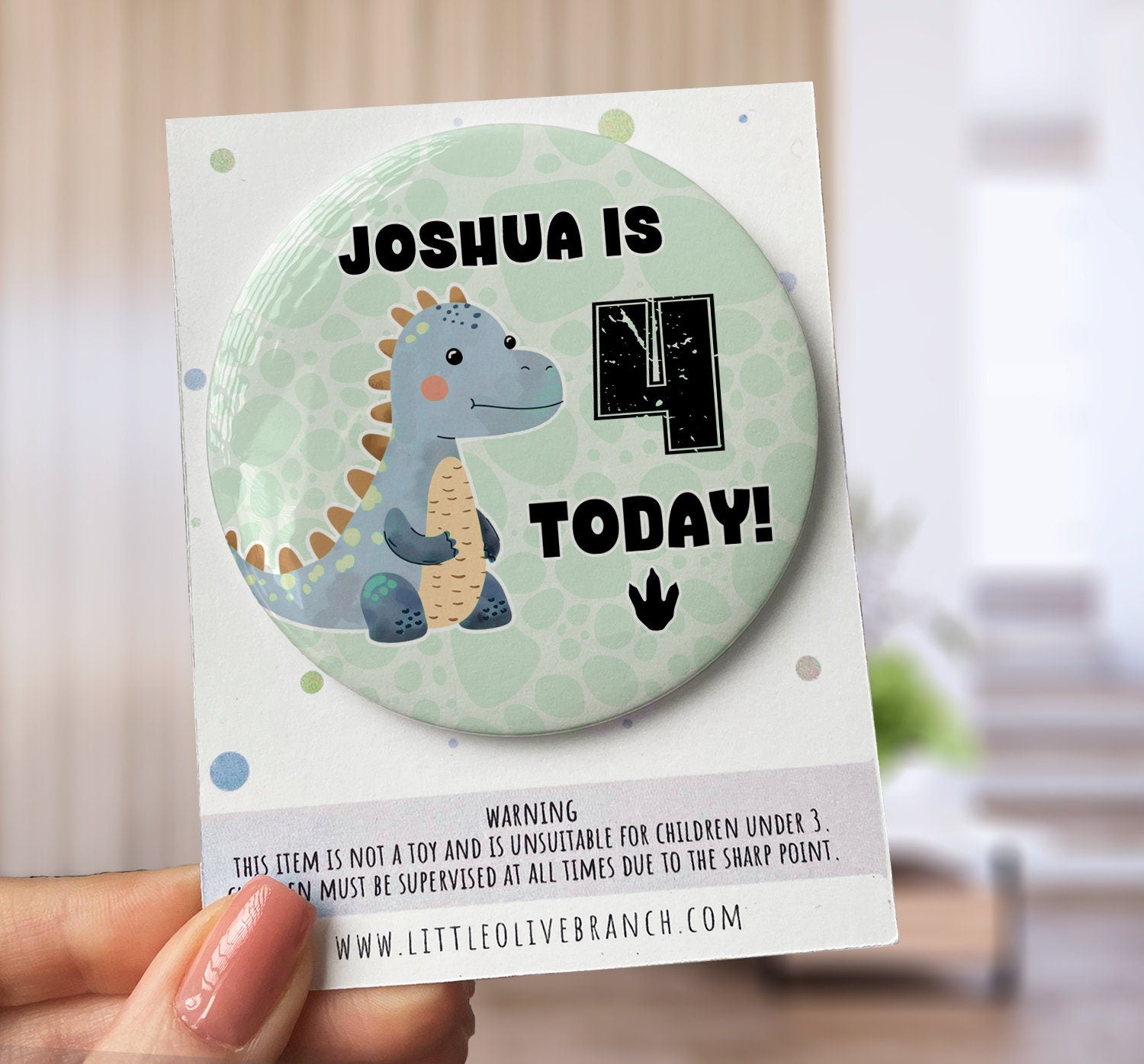 Dinosaur Birthday Badge - Kids Birthday - Child Birthday Badge - Dinosaur Birthday - B1127