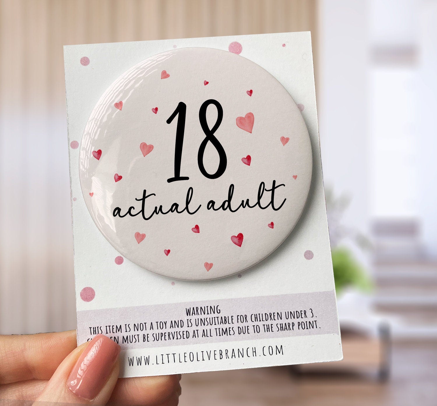 18th Birthday Badge - Badge For Her - Personalised Birthday - Officially An Adult Badge - B1136